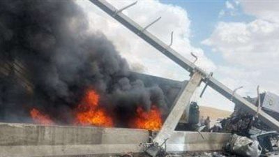 السيطرة على حريق سيارة نقل أعلى الطريق الصحراوي في الجيزة