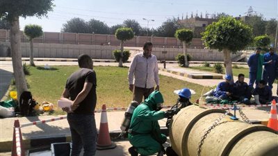 محطة شبين الكوم البحارى الأولي فى السيطرة علي تسرب الكلور بالمنوفية ( تفاصيل وصور )
