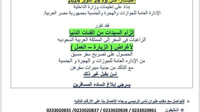 قرار منع المصريات من الفئات 