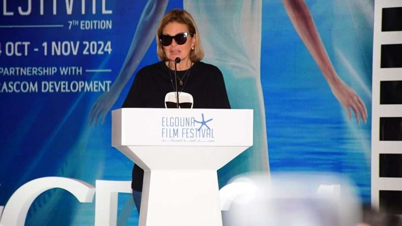 يسرا من المؤتمر الصحفي