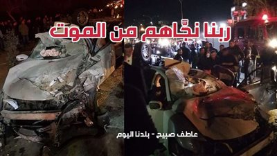 نقل فتاتين أصيبتا بحادث اصطدام سيارة بحاجز خرساني في الإسماعيلية للمستشفى