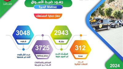 حماية المستهلك بالبحيرة : تنفيذ 312 حملة رقابية والمرور على 2943 منشأة تجارية وصناعية