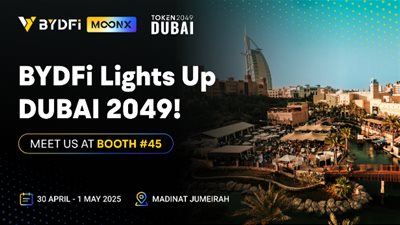 BYDFi  تصبح الراعي الرسمي لمؤتمر  TOKEN2049  دبي، وأداة التداول على السلسة  MoonX  تظهر لأول مرة في الشرق الأوسط