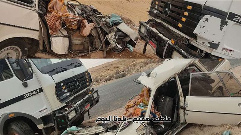 تصادم سيارة نقل ثقيل
