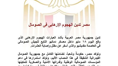 مصر تدين الهجوم الإرهابي في الصومال