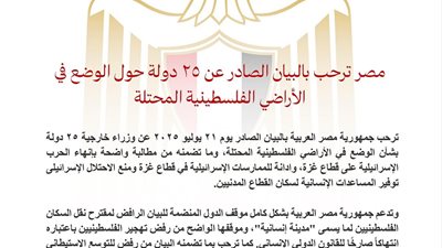 مصر ترحب بموقف 25 دولة يدعو لحماية المدنيين في غزة