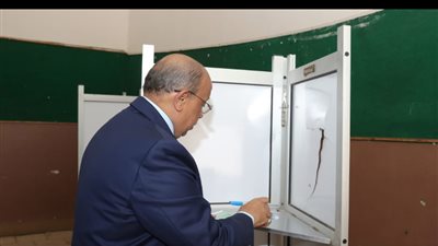 وزير التنمية المحلية السابق يدلي بصوته في انتخابات مجلس الشيوخ