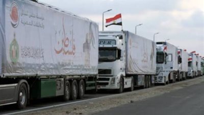 قافلة المساعدات الإنسانية العاشرة تدخل قطاع غزة عبر معبر كرم أبو سالم