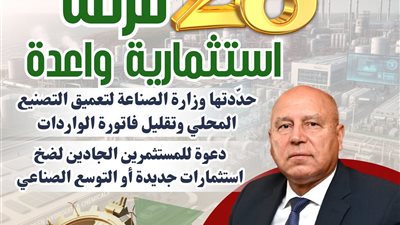 الصناعة تطرح 28 فرصة استثمارية لتقليل الواردات وتعميق التصنيع