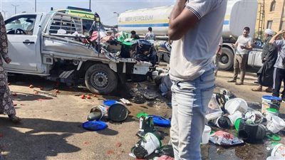 إصابة 7 من عمال اليومية إثر تصادم 3 سيارات بـ طريق أبوحماد  بلبيس بالشرقية