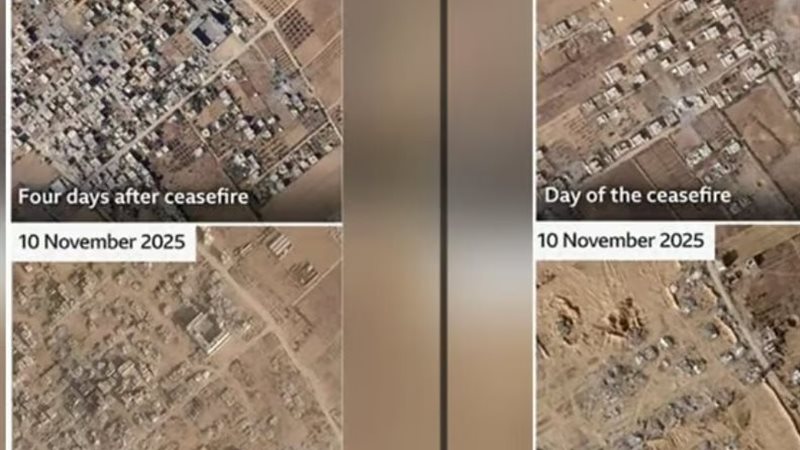 لقطة جوية توضح عمليات الهدم