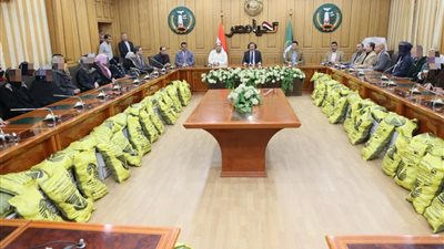 محافظ المنوفية يوزع مساعدات مالية ومواد غذائية على 60 أسرة أولى بالرعاية