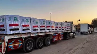 قافلة المساعدات الإنسانية الـ143 تتجه إلى الفلسطينيين في قطاع غزة