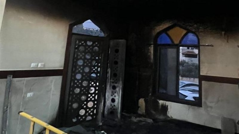 احراق مسجد في قرية “تل” جنوب مدينة نابلس بـفلسطين،