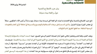 إشادة حزبية بالشفافية الحكومية في التعامل مع حادث ميناء دمياط واصطفاف خلف مؤسسات الدولة