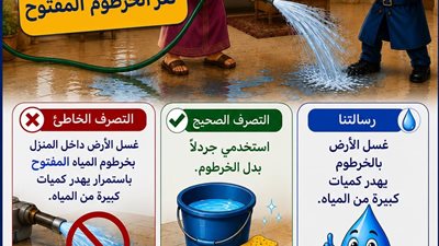 «المفتش قطورة» يحذر من إهدار المياه أثناء غسيل الأرضيات