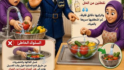 المفتش قطورة يحذر من إهدار المياه أثناء غسل الخضروات والفاكهة
